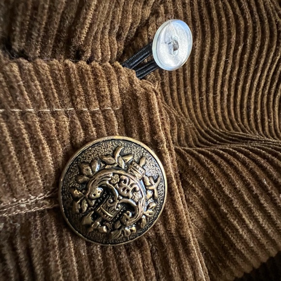 Vintage Camel Brown Corduroy Coat Peter Pan Collar Bracelet Sleeves - Picture 4 of 15